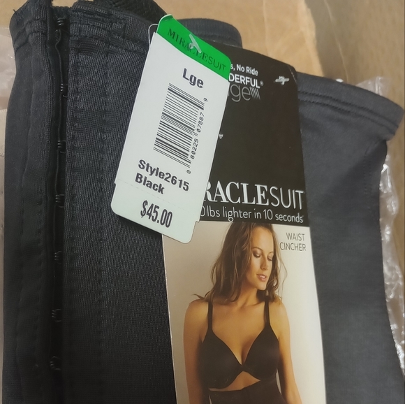 New MiracleSuit waist cincher. DEFECT . Hook damage. Black large - Picture 2 of 6